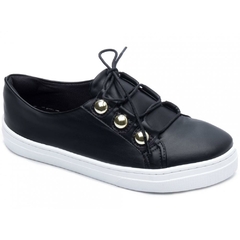 Tênis Slip On Feminino Napa Preto com Solado Antiderrapante