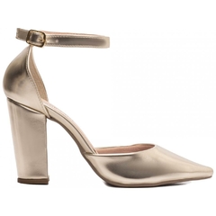 Scarpin Aberto com Fivela Salto 9cm| Luxo e Glamour em Ouro Light - loja online