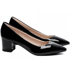 Scarpin Tradicional Luxo Salto 5cm Grosso Verniz Preto - Calçadospravc | Comprar Calçados Femininos Online | Comprar Scarpins