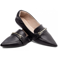 Sapatilha Mocassim Feminino Bico Fino Elegancia Atemporal em Napa Preto - comprar online