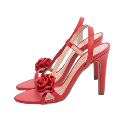 Sandalia Feminina Napa Vermelho Salto Fino 9.5cm Antiderrapante na internet