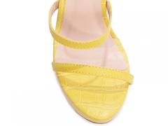 Imagem do Sandália Meia Pata Feminina: Napa e Croco Amarelo | Salto 13cm | Elegância e Conforto