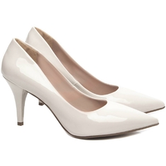 Scarpin Verniz Off White Salto Fino 8.5cm Elegante - Calçadospravc | Comprar Calçados Femininos Online | Comprar Scarpins