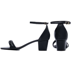 Sandalia Salto Bloco Grosso Baixo 5.5cm Elegancia e Glamour em Preto - comprar online