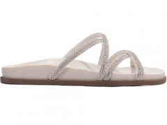 Sandália Papete Birken: Strass Off White | Detalhes em Off White | Vc + Linda ainda em Off White | Solado Bege - Calçadospravc | Comprar Calçados Femininos Online | Comprar Scarpins