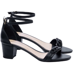 Sandalia Salto Bloco Grosso Baixo 5.5cm Elegancia e Glamour em Preto - Calçadospravc | Comprar Calçados Femininos Online | Comprar Scarpins