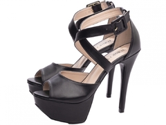 Sandália Meia Pata Feminina: Napa Preto | Fivela Encapada | Salto 13cm | Elegância - Calçadospravc | Comprar Calçados Femininos Online | Comprar Scarpins