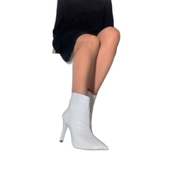 Imagem do Bota Bico Fino Feminina Salto 10cm Elegancia e Sofisticacao em Verniz Branco