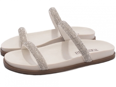 Sandália Papete Birken: Strass Off White | Detalhes Off White | Vc + Linda ainda em Off White | Solado Bege - comprar online