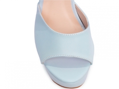 Imagem do Sandália Meia Pata Feminina: Napa Azul | Fivela Encapada | Salto 13cm | Elegância