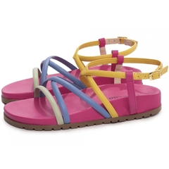 Sandalia Papete Verao Multicolorido com Fivela Dourada - comprar online