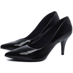 Scarpin Verniz Preto Salto Fino 8.5cm Colecao Grandes Mulheres Sofisticacao e Elegancia na internet