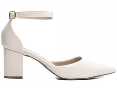 Scarpin Salto 6,5cm Fechado Atras | Glamour Verniz em Off White - loja online