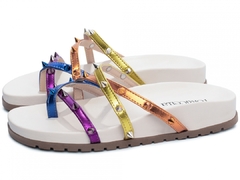 Sandália Papete Verão: Estilo vibrante | Apliques coloridos | Multicolorido - comprar online