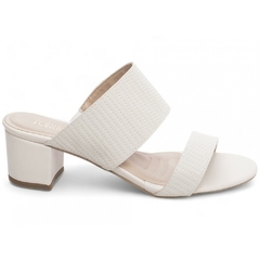 Sandalia Tamanco Off White Confortavel Salto 5cm Antiderrapante