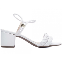 Elegancia e Conforto Sandalia Feminina Salto 5.5cm Robusto em Branco - loja online