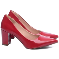 Scarpin Salto Bloco Vermelho Salto 8.5cm Verniz Vermelho - Calçadospravc | Comprar Calçados Femininos Online | Comprar Scarpins