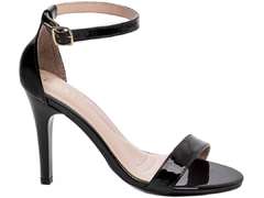 Sandalia Salto 9,5cm | Elegancia Conforto Charme Verniz Preto