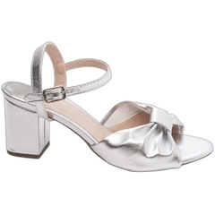 Sandalia Feminina Prata 6cm Fivela Prata