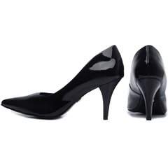 Scarpin Verniz Preto Salto Fino 8.5cm Colecao Grandes Mulheres Sofisticacao e Elegancia - comprar online