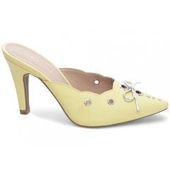 Scarpin Mule Amarelo 9cm Laco Prata