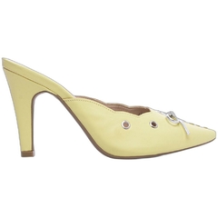 Scarpin Mule Amarelo 9cm Laco Prata - loja online