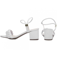 Elegancia e Conforto Sandalia Feminina Salto 5.5cm Robusto em Branco - comprar online