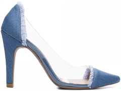 Lindo Scarpin Innovation Vinil Transperente - Azul Jeans - loja online