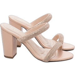 Tamanco Salto Grosso 7.5cm Luxo Exuberante com Strass Rose - Calçadospravc | Comprar Calçados Femininos Online | Comprar Scarpins