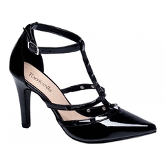 Scarpin Luxo e Glamour Salto 9cm Fino em Cone Verniz Preto