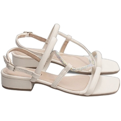 Sandalia Feminina Sofisticada Off White Salto Baixo 2.5cm Torricella - Calçadospravc | Comprar Calçados Femininos Online | Comprar Scarpins