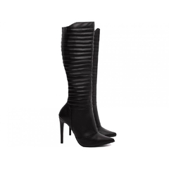 Bota Bico Fino Salto 12cm Elegancia e Sofisticacao em Napa Preto - Calçadospravc | Comprar Calçados Femininos Online | Comprar Scarpins