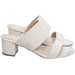 Sandalia Tamanco Off White Confortavel Salto 5cm Antiderrapante - Calçadospravc | Comprar Calçados Femininos Online | Comprar Scarpins