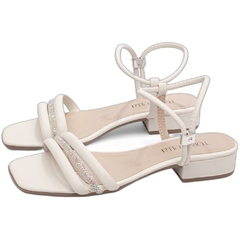 Sandalia Feminina Off White Salto Baixo 2.5cm Torricella na internet