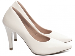 Scarpin Salto 10cm Fino Cone | Lindo Fechado Atras | Off White - Calçadospravc | Comprar Calçados Femininos Online | Comprar Scarpins