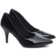 Scarpin Verniz Preto Salto Fino 8.5cm Colecao Grandes Mulheres Sofisticacao e Elegancia - Calçadospravc | Comprar Calçados Femininos Online | Comprar Scarpins