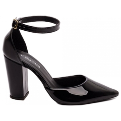 Scarpin Aberto com Fivela Salto 9cm| Luxo e Glamour em Preto