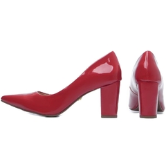 Scarpin Salto Bloco Vermelho Salto 8.5cm Verniz Vermelho - comprar online