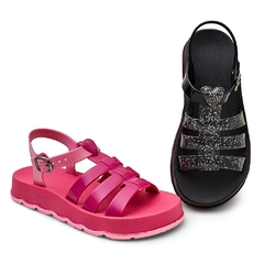 Kit 2 Sandalias Papete Infantil Meninas Brilhante Confort Estilo e Conforto