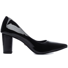 Scarpin Verniz Preto Salto Grosso 8.5cm Elegancia e Conforto - loja online