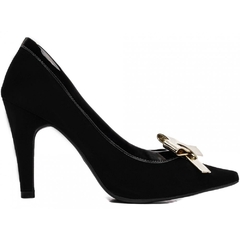 Scarpin Bico Fino Salto 9cm Estilo e Elegancia em Nobuck Preto - loja online