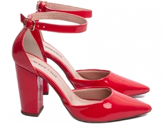 Scarpin Aberto com Fivela Salto 9cm| Glamour Noturno em Vermelho - Calçadospravc | Comprar Calçados Femininos Online | Comprar Scarpins