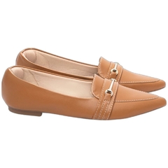 Sapatilha Mocassim Feminino Bico Fino Sofisticacao em Napa Caramelo - Calçadospravc | Comprar Calçados Femininos Online | Comprar Scarpins