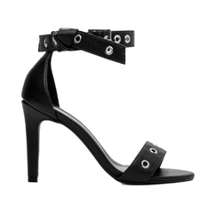 Sandalia Feminina Salto 9.5cm Preto Elegancia e Conforto em Preto Classico - loja online