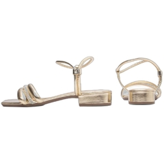 Sandalia Feminina Elegante Ouro Light Salto Baixo 2.5cm Torricella - comprar online