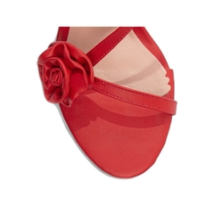 Imagem do Sandalia Feminina Napa Vermelho Salto Fino 9.5cm Antiderrapante