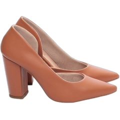 Scarpin Aberto do Lado Salto 8.5cm Glamour Inovador em Caramelo - Calçadospravc | Comprar Calçados Femininos Online | Comprar Scarpins