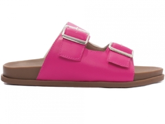 Sandália Papete Birken: Napa Pink | Fivelas Prata | Vc + Linda ainda em Bege | Qualidade Torricella - Calçadospravc | Comprar Calçados Femininos Online | Comprar Scarpins