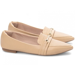 Sapatilha Mocassim Feminino Bico Fino Sofisticacao Atemporal em Napa Bege - Calçadospravc | Comprar Calçados Femininos Online | Comprar Scarpins