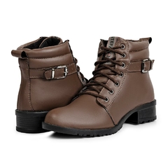 Bota Feminina Confortavel Cadarço e Fivela | 33 a 40 | Café - comprar online